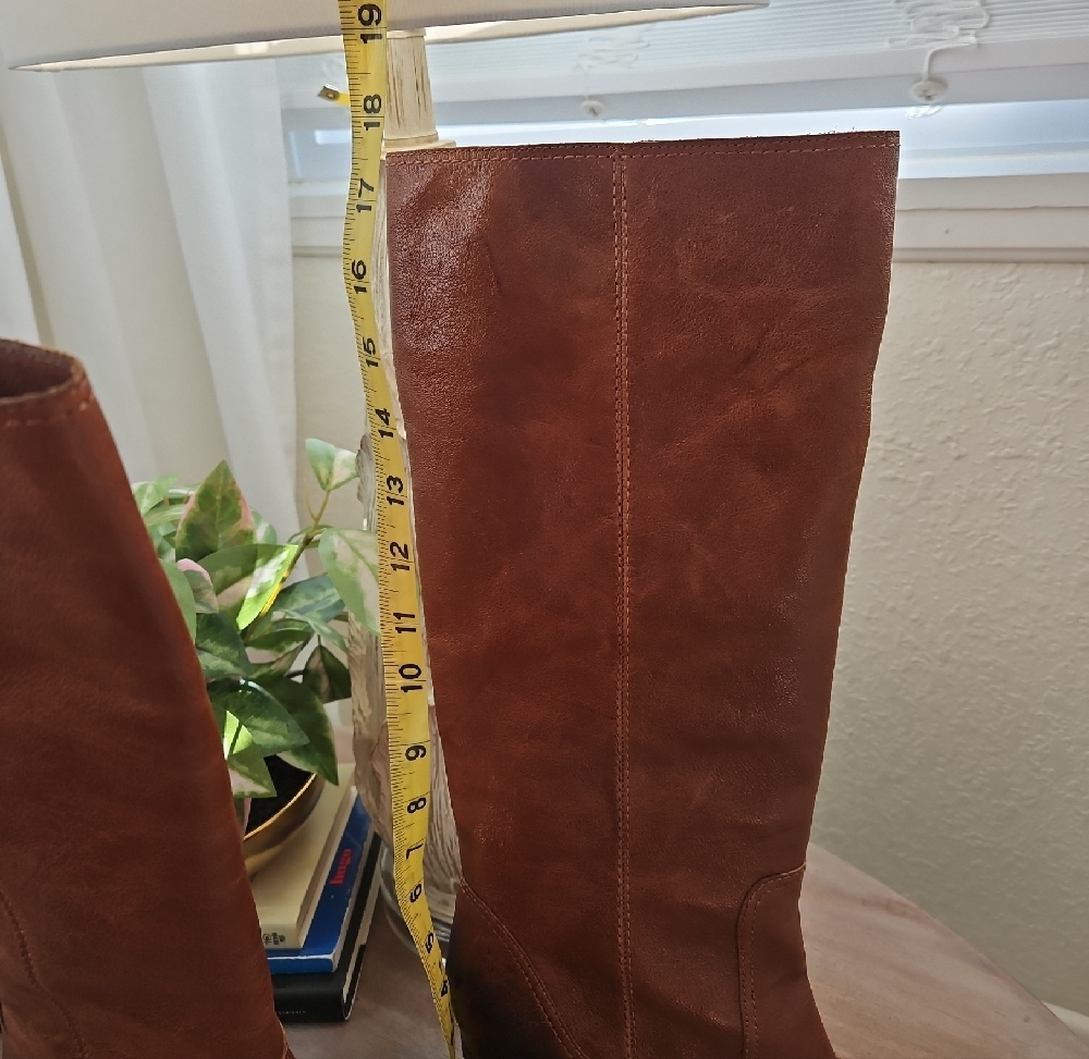 Vince Camuto Chestnut Leather Heeled Boots Dip Dyed Toe - Picture 8 of 8